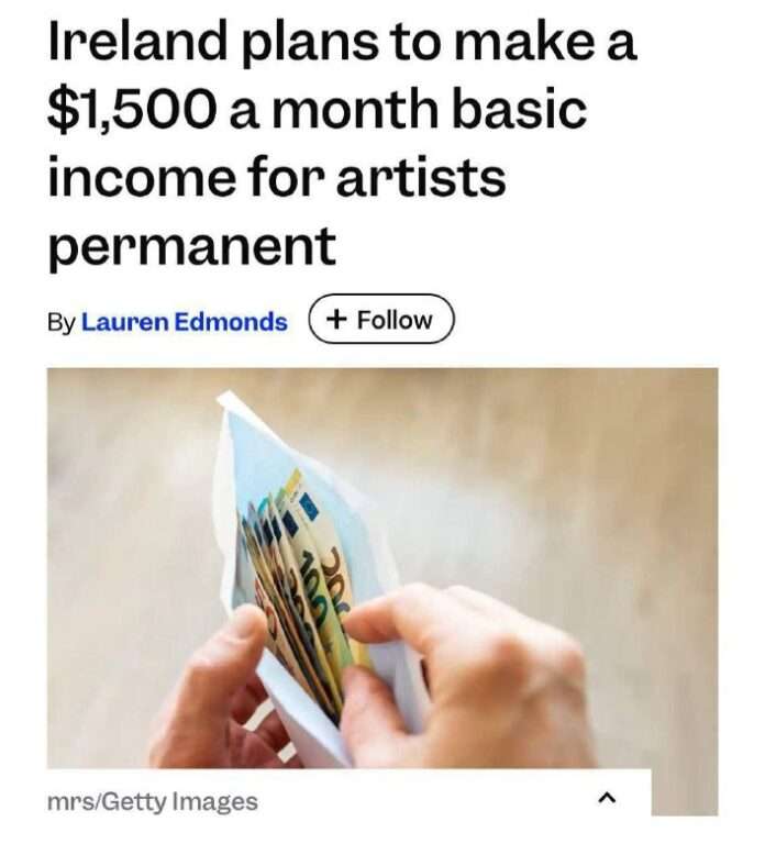 В Ирландии художникам и другим творческим специалистам начали платить по 140 тысяч рублей в месяц просто так — без отчётов и обя... - новости