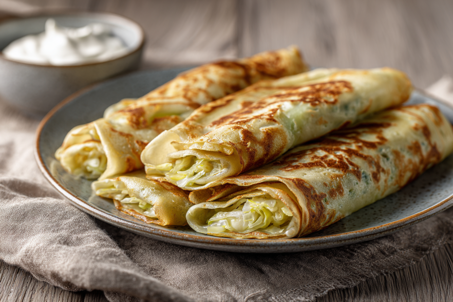 Блинчатые пирожки с капустой