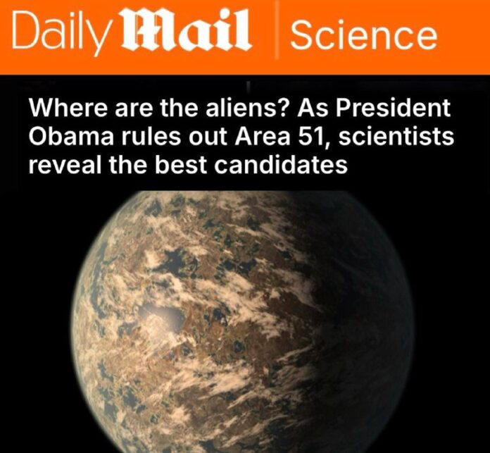 Стилизованное изображение космоса с двумя выделенными областями, символизирующими потенциальные места обитания внеземной жизни