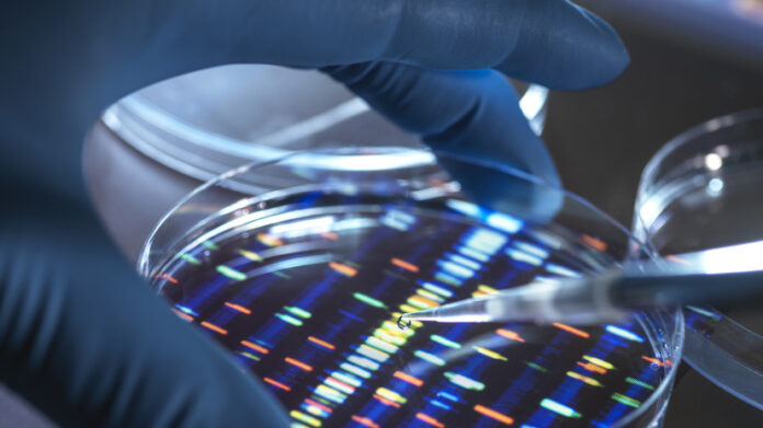 Иллюстрация, изображающая ДНК и кофейную гущу, символизирующая сложность поиска гена гениальности.