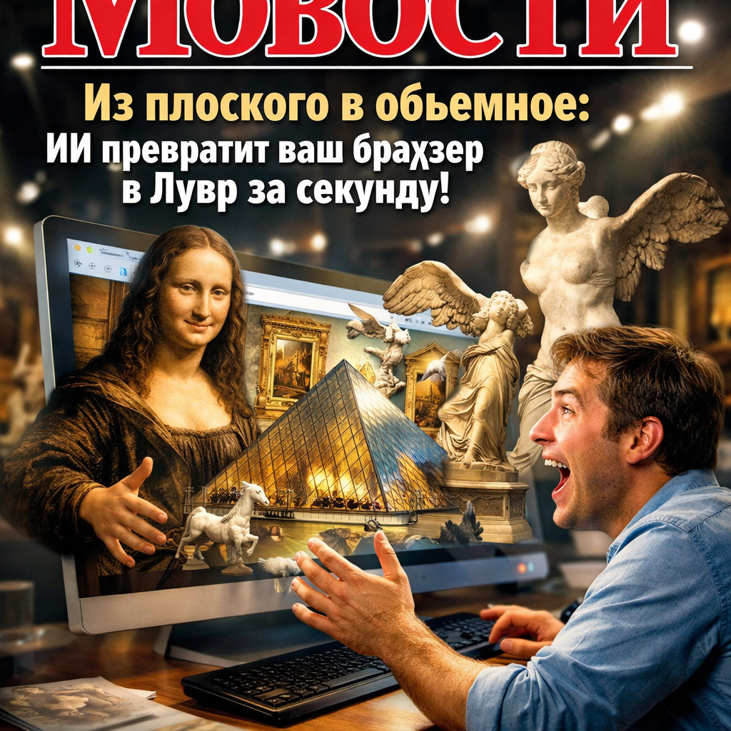 Искусственный интеллект трансформирует плоский интерфейс браузера в трехмерное пространство, напоминающее Лувр.