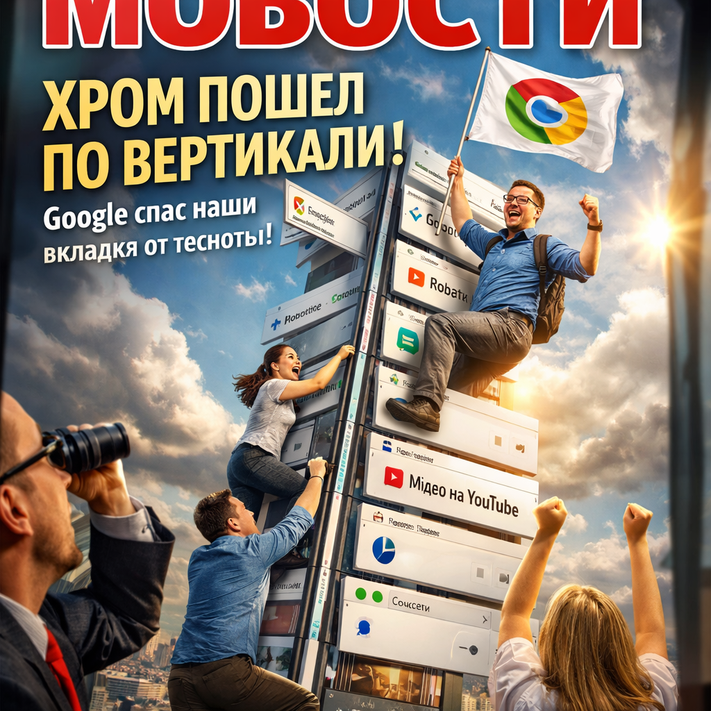 Иконка Google Chrome с вертикально расположенными вкладками