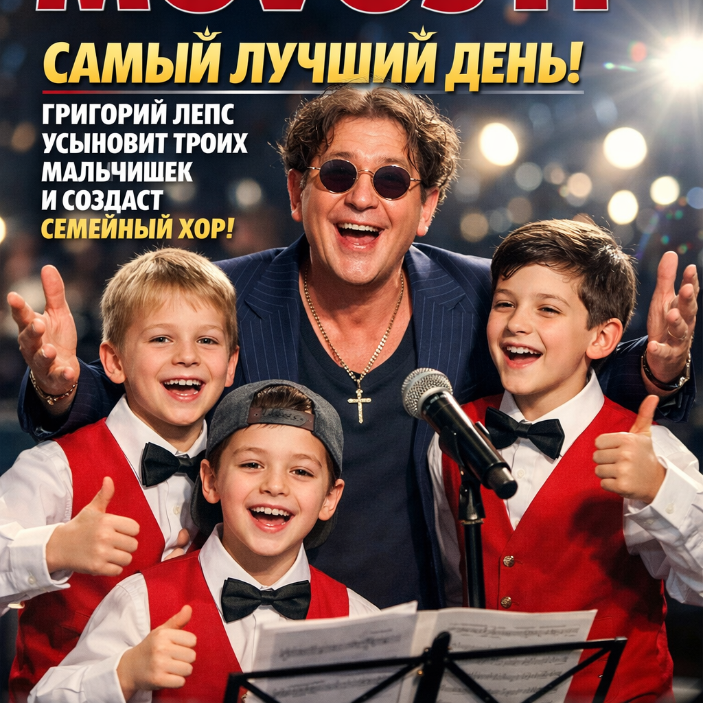 Григорий Лепс с тремя мальчиками, создающими семейный хор