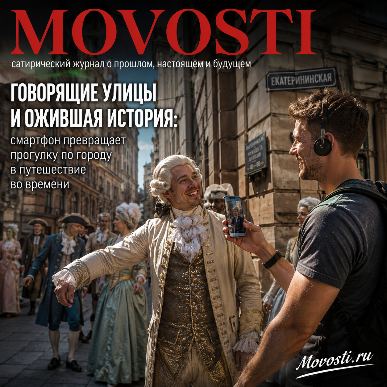 Смартфон в руках человека, показывающий исторические объекты на фоне города.