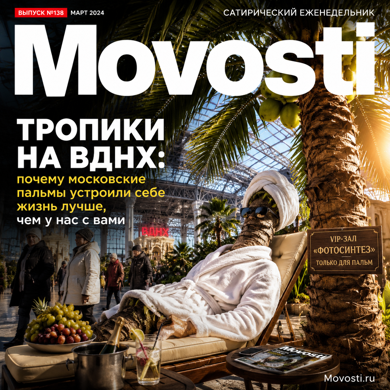 Пальмы на ВДНХ в Москве, символ тропической жизни