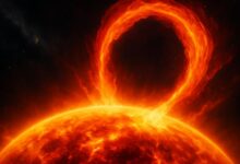 Изображение плазмы, варящейся в Поднебесной, с яркими звездами на фоне.