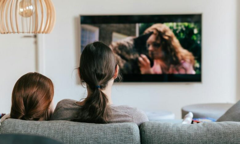 Люди смотрят сериалы в домашних кинотеатрах