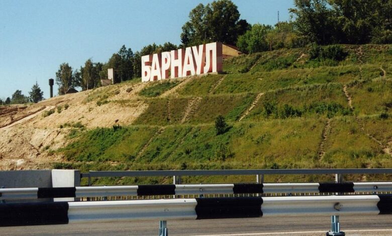 Изображение Барнаульской Ривьеры с элементами тропического дизайна и природой Сибири