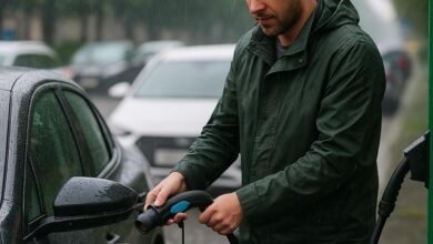 Сцена с электрическими автомобилями на фоне природы под Уфой