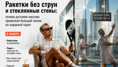 Игроки в падел на фоне стеклянных стен