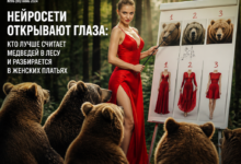 Иллюстрация нейросети, анализирующей медведей в лесу и женские платья.