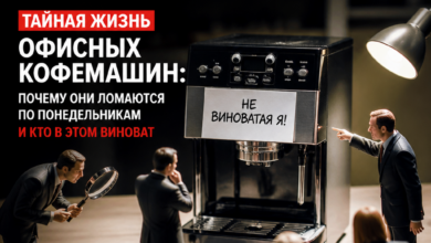 Кофемашина в офисе с чашкой кофе рядом
