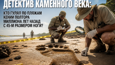 Следы человека с размером ноги 45 на пляже в Кении