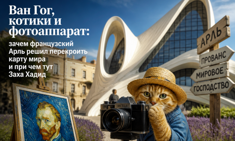 Современная интерпретация Ван Гога с котиками в Арле