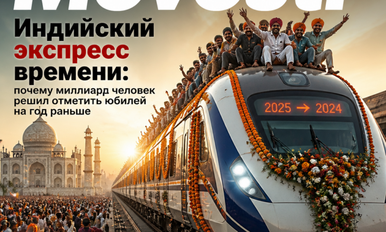 Индийский экспресс времени, символизирующий празднование юбилея миллиарда человек