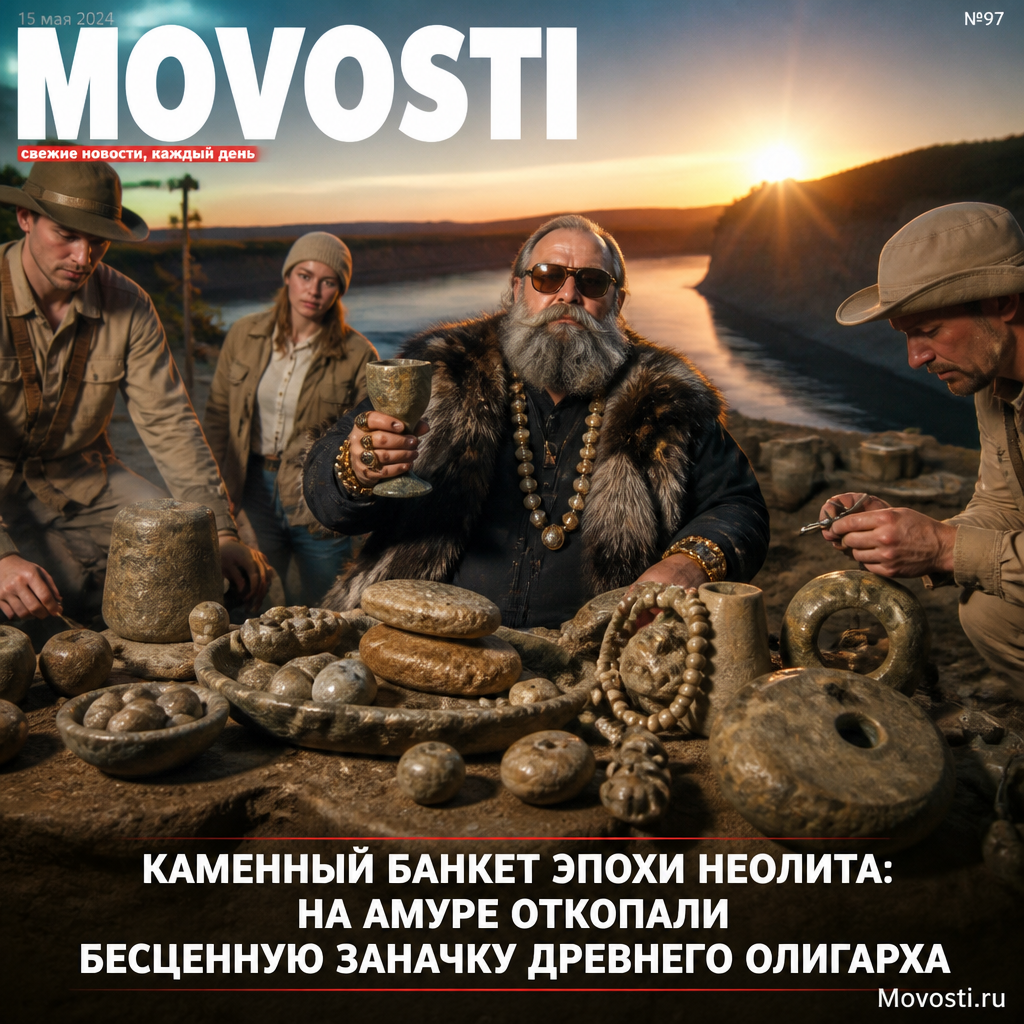 Изображение каменного банкетного стола, найденного на берегу реки Амур