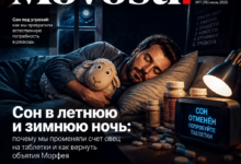 Иллюстрация, изображающая человека, который пытается заснуть, окруженного таблетками и овцами, символизирующими старые способы борьбы с бессонницей.