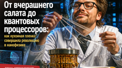 Изображение кухонной пленки с фоном квантовых процессоров и салата
