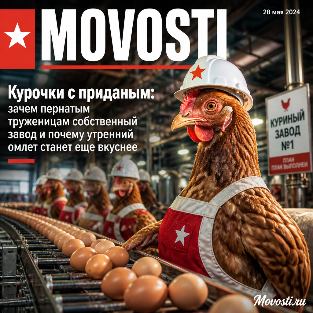 Курочки на заводе, готовящиеся к утреннему омлету