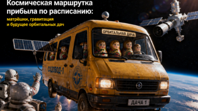 Космическая маршрутка с матрешками в невесомости